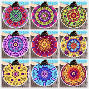 Rundes Mikrofaser Strandtuch Mandala Boho Geometrischer Druck Mit Quasten Schnelltrocknend Absorbierend Badetuch Für Schwimmen Reisen Urlaub