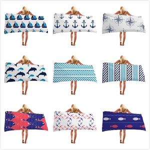 Nautical Microfiber Beach Towel Quick Dry Absorbent Large Bath Towel Ocean Pattern Sailboat Anchor Dolphin Sea Theme Vacation Swimming Towel
