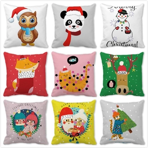 Taie Oreiller Noël Dessin Animé Chien Cerf Peau Pêche Housse Coussin Décorative Carrée Pour Canapé Chambre Décoration Maison