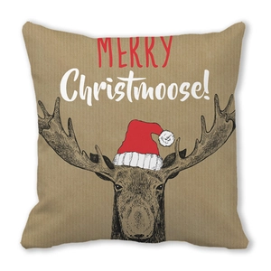 Housse de coussin de Noël avec motif élan festif et texte Merry Christmoose