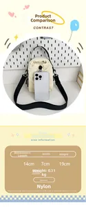 Beige nylon drawstring bucket crossbody bag dimensions 14x7x19cm weight 0.11kg