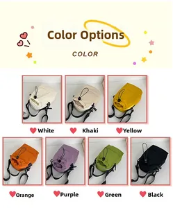 Multiple color options of the mini nylon drawstring crossbody bags in seven vibrant shades