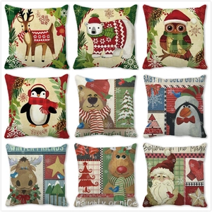 Cartoon Dieren Serie Kerstmis Perzikhuid Kussensloop Zachte Decoratieve Kussenhoes Zonder Vulling Voor Bank Woonkamer Bed Kantoor Home Decor