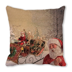 Detailed view of Santa and skeleton gothic print on soft peach skin pillowcase