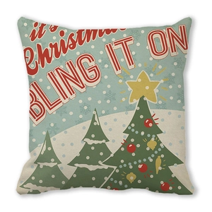 Close-up of vintage Santa Claus cushion cover with 3D texture and festive printing