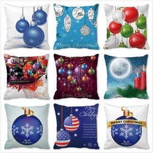 Fundas de Cojín de Navidad de Piel de Melocotón Funda Festiva para Sofá Decoración del Hogar Merry Christmas Patrón de Copo de Nieve