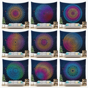 Mandala Tapestry Starry Sky Wall Hanging Polyester Fabric Bohemian Galaxy Hippie Psychedelic Decor For Living Room Bedroom