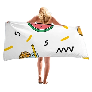 Dickes Mikrofaser-Strandtuch mit sommerlichen Cartoon-Wassermelonen-Illustrationen