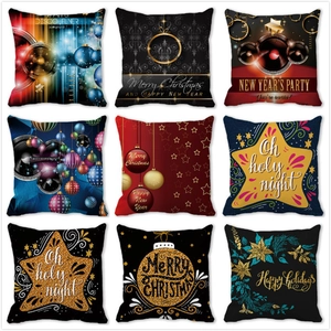 Christmas Decorative Pillowcase Peach Skin Fabric Festive Throw Cushion Cover For Sofa Living Room New Year Home Decor