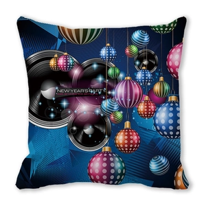 New Year's Party throw pillow cover with colorful decorative balls and speaker patterns