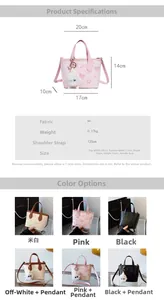 Detailed size chart of small butterfly embossed bucket bag with PU leather dimensions