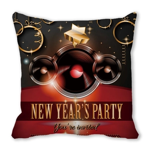 Christmas New Year's Party cushion cover with gold stars and festive red gradient design