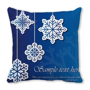 Navy blue Christmas pillow case with hanging white snowflake patterns for holiday decor