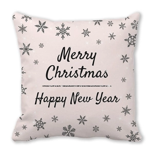 Detail des Kissenbezugs mit Merry Christmas Text und Schneeflocken Printmustern