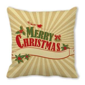 Nahaufnahme des Kissenbezugs aus Pfirsichhautgewebe mit weihnachtlichem Merry Christmas Motiv