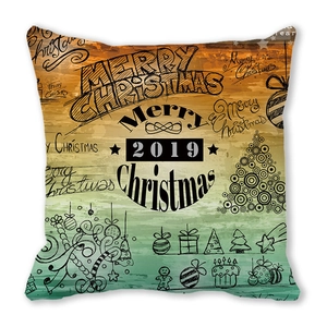 Detail of Christmas pillowcase with hand-drawn tree and gingerbread man print