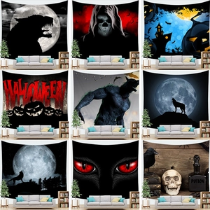 Ταπετσαρία Halloween Τοίχου Πολυεστέρας Γοτθικό Λυκάνθρωπος Κρανίο Μοτίβο Μυστικιστικός Πίνακας Ouija Διακόσμηση Δωματίου Πάρτι