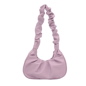 Fashionable lavender pleated cloud shoulder bag for women with ruched strap detail