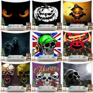 Gothic Totenkopf Halloween Wandteppich Polyester Hintergrund Für Zuhause Wohnzimmer Schlafzimmer Party Dekoration Dunkles Dekor