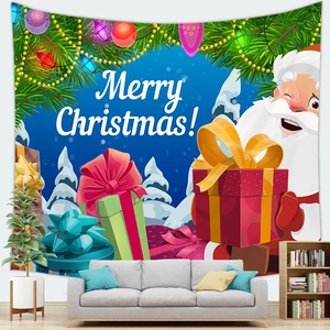 Christmas tree and Santa Claus decorative wall tapestry for festive home living room decor