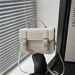 Borsa a Tracolla Quadrata Piccola in Pelle PU Retrò da Donna Borsa a Mano di Design di Nicchia di Moda Con Fibbia in Metallo