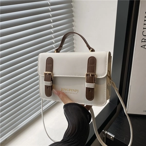 Moda Borsa Quadrata Piccola in Pelle PU Donna Colore a Contrasto Borsa a Tracolla Cinghia Regolabile Borsa a Mano Urbana Semplice