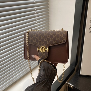New Chinese Vintage Printed PU Leather Crossbody Bag For Women Trendy Chain Flap Square Shoulder Bag Letter Monogram Purse