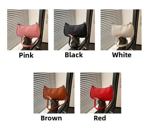 Collage of chic faux leather hobo bags in five colors with textured finish