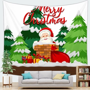 Cartoon Santa Claus Christmas tapestry wall hanging for home holiday wall decor