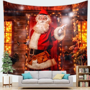 Christmas Santa Claus wall tapestry made of peach skin fabric for holiday home decoration