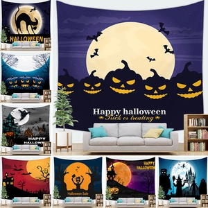 Ταπετσαρία Halloween Τοίχου Σχέδιο Φάντασμα Κολοκύθα Κάστρο Νυχτερίδα Πολυεστερικό Ύφασμα για Διακόσμηση Σπιτιού Πάρτι