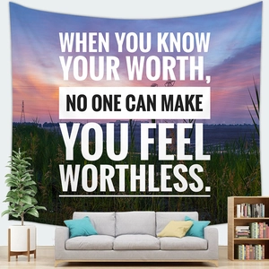 Tenture murale paysage de coucher de soleil avec citation pour salon moderne