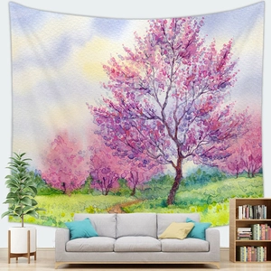 Arazzo artistico con ciliegi in fiore per la decorazione della parete di casa