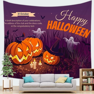 Arazzo di Halloween con zucca fantasmi e pipistrelli per decorazione soggiorno