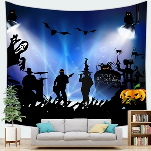 Ταπετσαρία ροκ συναυλίας Halloween με φαντάσματα και κολοκύθες για διακόσμηση