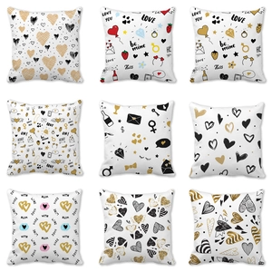 Federa Per Cuscino Con Stampa Di Cuori San Valentino Poliestere Pelle Di Pesca Copricuscino Decorativo Romantico