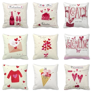 Valentine's Day Peach Skin Pillowcase Romantic Heart Pattern Decorative Throw Cushion Cover For Sofa Bedroom Home Decor