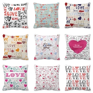 Valentine's Day Love Heart Peach Skin Fabric Pillowcase Happy Valentine's Day Letter Print Square Cushion Cover For Home Decor