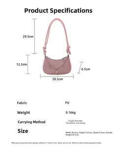 Spécifications de taille du sac en PU rose avec chaîne métallique et détails cœur