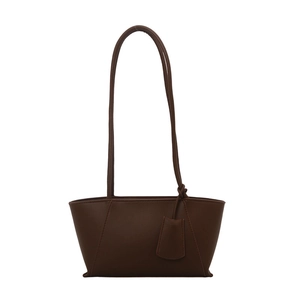 Sac à main minimaliste marron foncé pour femme avec design trapèze et fines bretelles