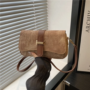 Petit Sac à Épaule en Cuir PU Vintage Français Pour Femmes Texture Denim Sac de Selle Boucle Dorée Sac de Trajet Chic