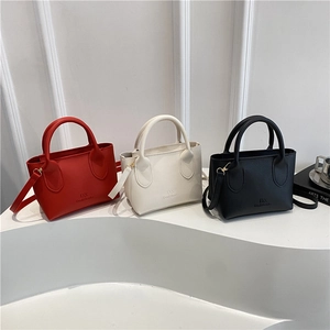 Women Minimalist PU Leather Mini Tote Bag Lychee Pattern Small Square Shoulder Crossbody Bag With Adjustable Strap Solid Color