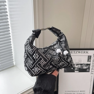 Ethnic embroidery hobo tote bag with geometric patterns and leather handles