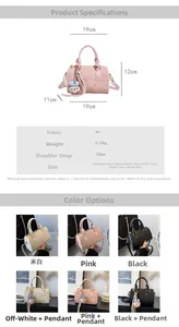 Detailed dimensions and specifications of the PU leather bear pillow bag with crossbody strap