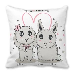 Love Herz Hasen Kissenhülle aus Pfirsichhaut mit süßem handgezeichnetem Hasen Design