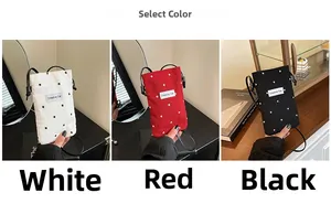 Quilted floral crossbody bag details in white, red and black fabric textures