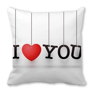 Funda de cojín blanca con estampado I Love You para decoración de San Valentín