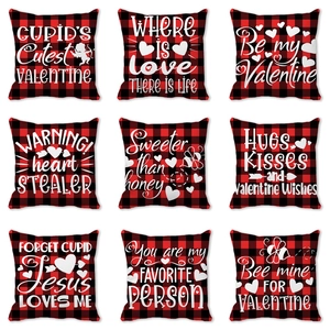 Valentijnsdag Buffalo Plaid Kussensloop Perzikhuidfluweel Linnen Decoratieve Kussenhoes Voor Bank Thuis Decoratie