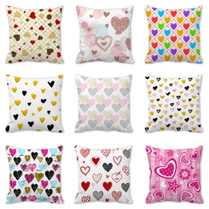 Valentine's Day Heart Pattern Peach Skin Pillowcase Decorative Cushion Cover For Sofa Bedroom Living Room Home Decor