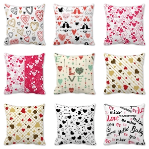 Valentine Day Heart Peach Skin Pillowcase Decorative Cushion Cover Romantic Love Pattern Home Decor Square Throw Pillow Case